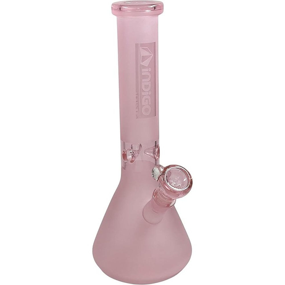 14 inches Indigo Glass Water Pipe Hookah in Pink Color - Stylish and Durable