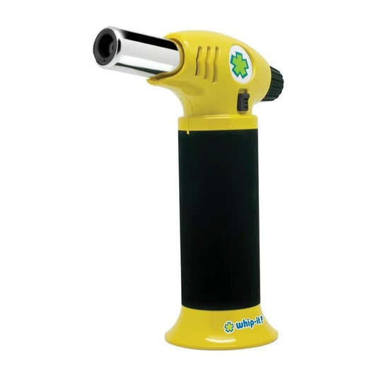 Ion Torch: The Ultimate Refillable Kitchen Torch Blow Torch with Safety Lock and Adjustable Flame for Desserts, Creme Brulee, and Baking (Yellow & Black)