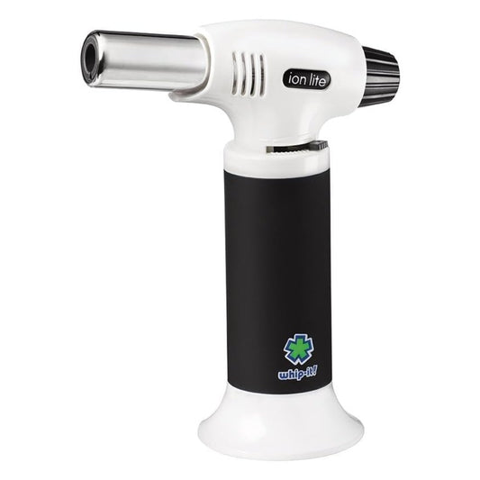 Ion Lite Torch: The Ultimate Refillable Kitchen Torch Blow Torch with Safety Lock and Adjustable Flame for Desserts, Creme Brulee, and Baking (Black & White)