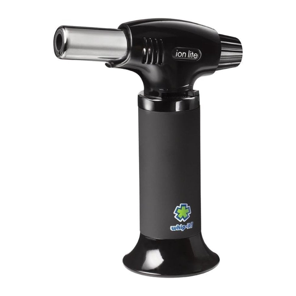 Ion Lite Torch: The Ultimate Refillable Kitchen Torch Blow Torch with Safety Lock and Adjustable Flame for Desserts, Creme Brulee, and Baking (All Black)