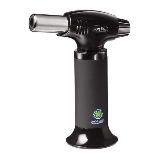 Ion Lite Torch: The Ultimate Refillable Kitchen Torch Blow Torch with Safety Lock and Adjustable Flame for Desserts, Creme Brulee, and Baking (All Black)