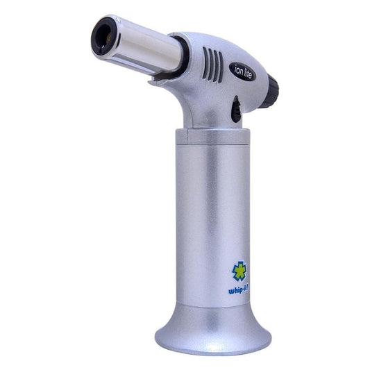 Ion Lite Torch: The Ultimate Refillable Kitchen Torch Blow Torch with Safety Lock and Adjustable Flame for Desserts, Creme Brulee, and Baking (All Silver)