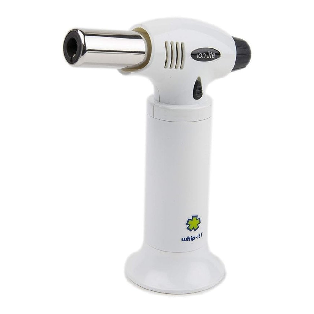 Ion Lite Torch: The Ultimate Refillable Kitchen Torch Blow Torch with Safety Lock and Adjustable Flame for Desserts, Creme Brulee, and Baking (All White)