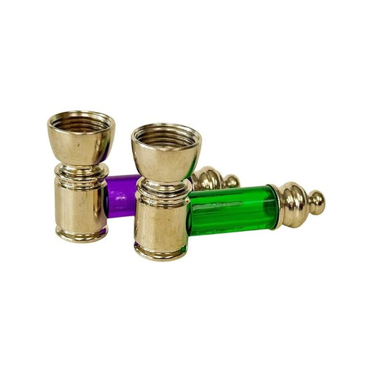 Metal Marvel: 2.5-Inch Hand Pipe with Acrylic Inlays