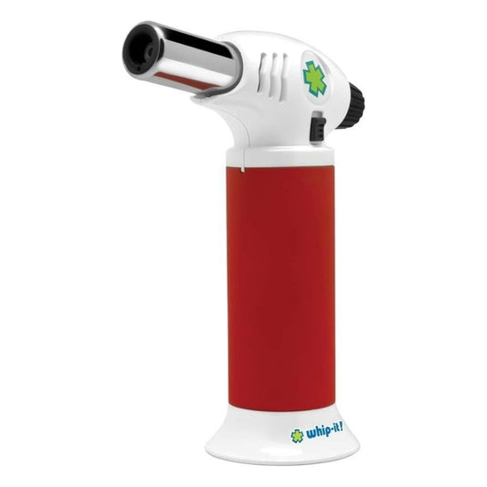 Ion Torch: The Ultimate Refillable Kitchen Torch Blow Torch with Safety Lock and Adjustable Flame for Desserts, Creme Brulee, and Baking (Red & White)
